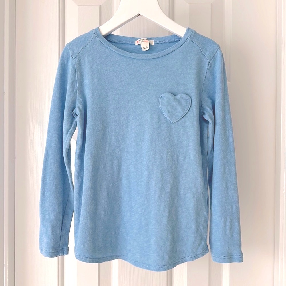 J. Crew Heart Pocket Long Sleeve Tee in Sky Blue
